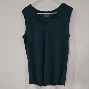 Eddie Bauer Sz TL Teal Concourse Sleeveless Notch-Neck Top